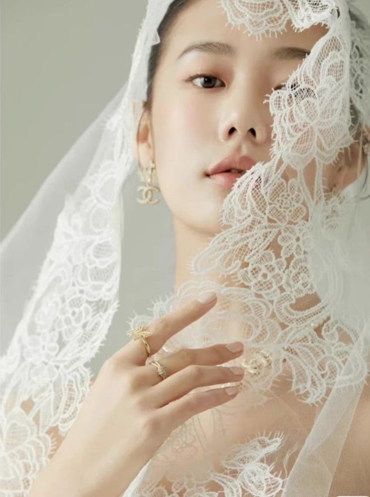 Lace Trim Mantilla Bridal Veil WV527