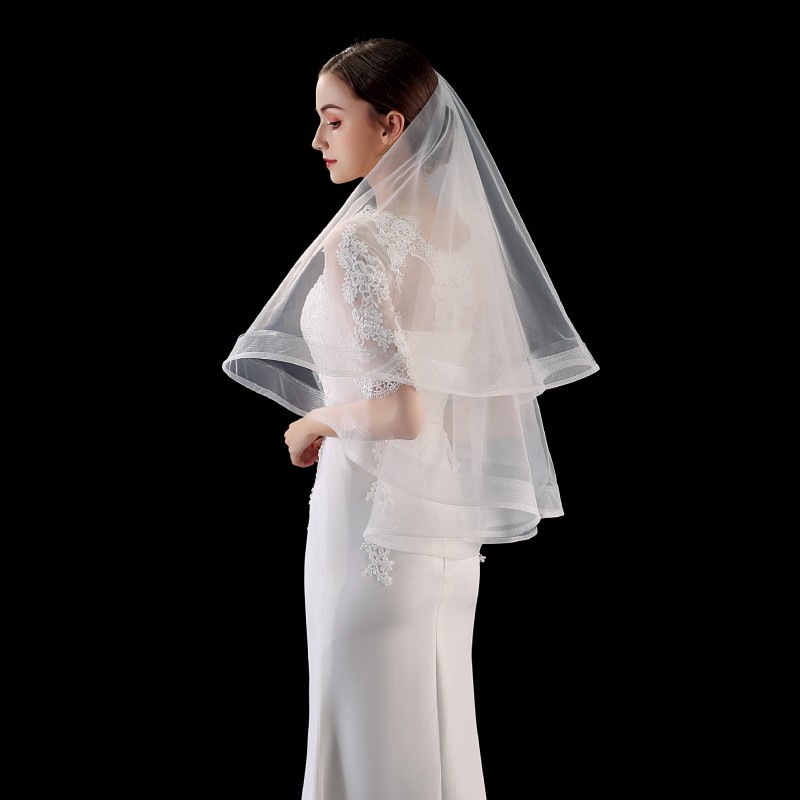 Horsehair Trim Bridal Veil WV535