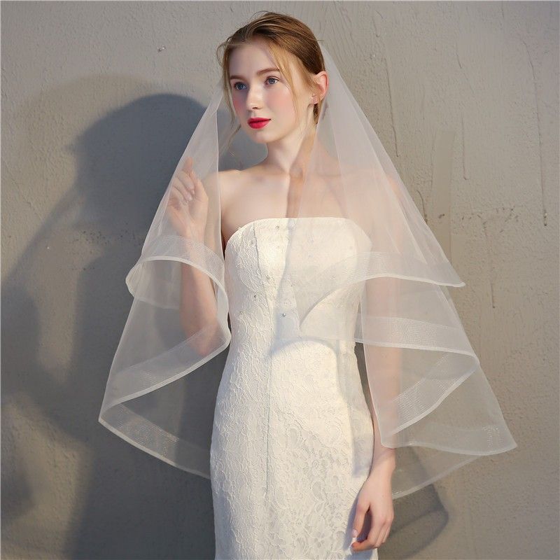 Horsehair Trim Bridal Veil WV537
