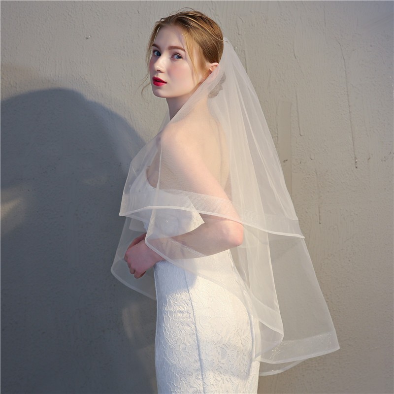 Horsehair Trim Bridal Veil WV537