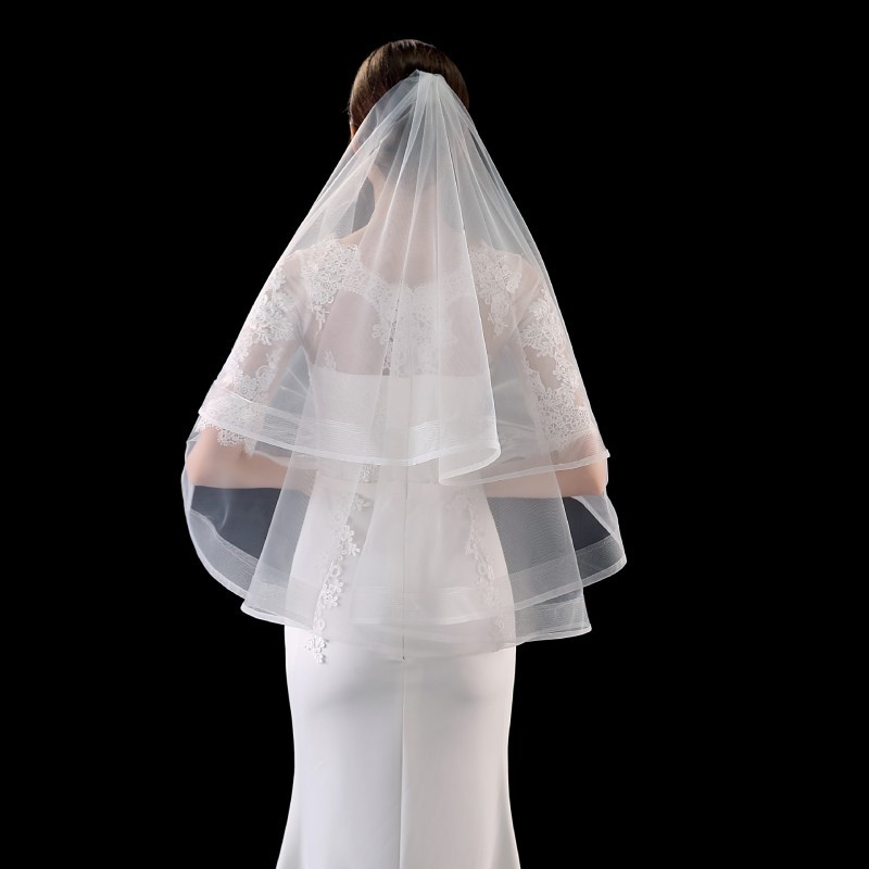 Horsehair Trim Bridal Veil WV535