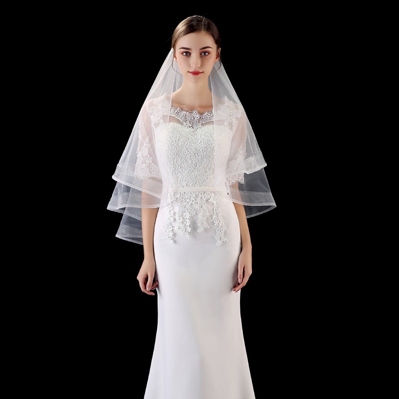 Horsehair Trim Bridal Veil WV535