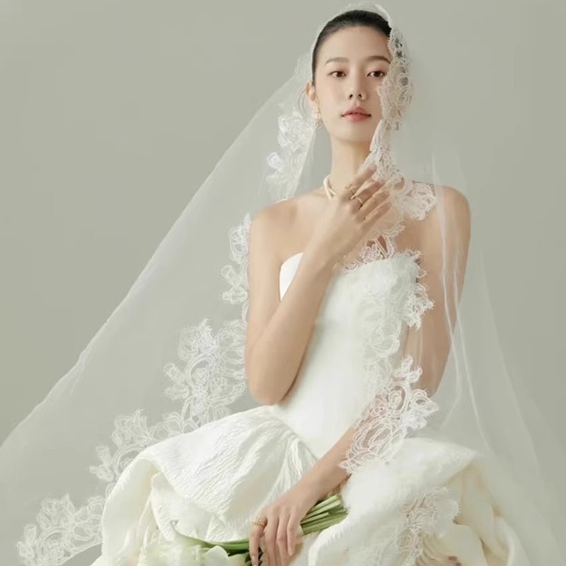 Lace Trim Mantilla Bridal Veil WV527