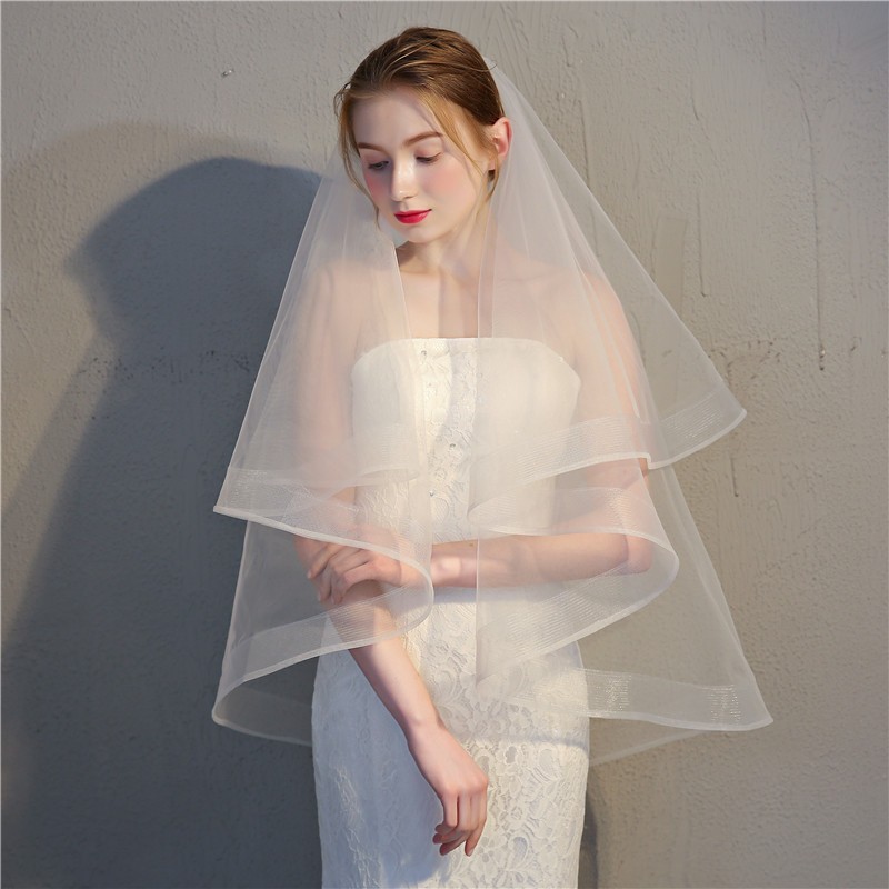 Horsehair Trim Bridal Veil WV537