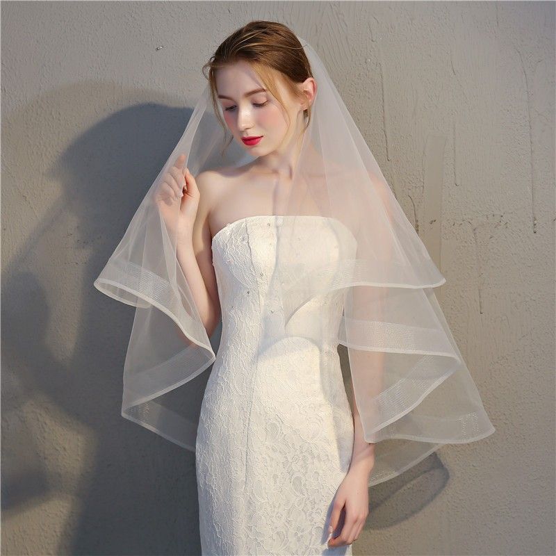 Horsehair Trim Bridal Veil WV537