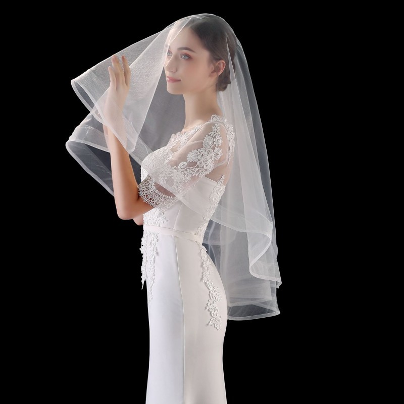 Horsehair Trim Bridal Veil WV535