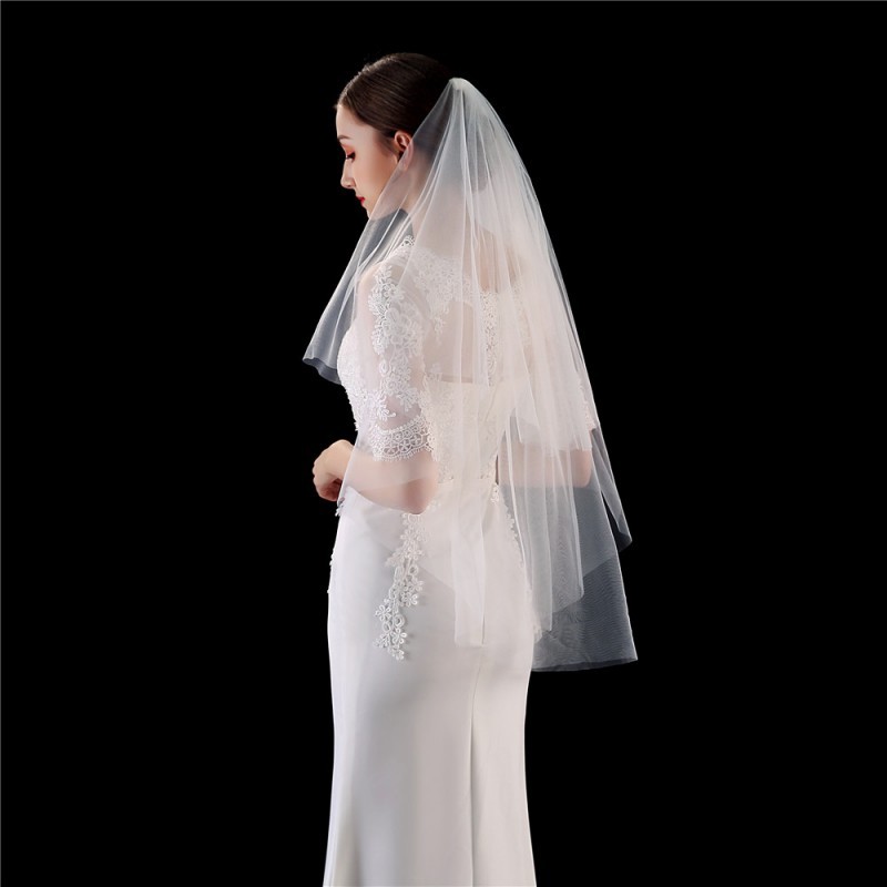 Simple Fingertip Bridal Veil WV539