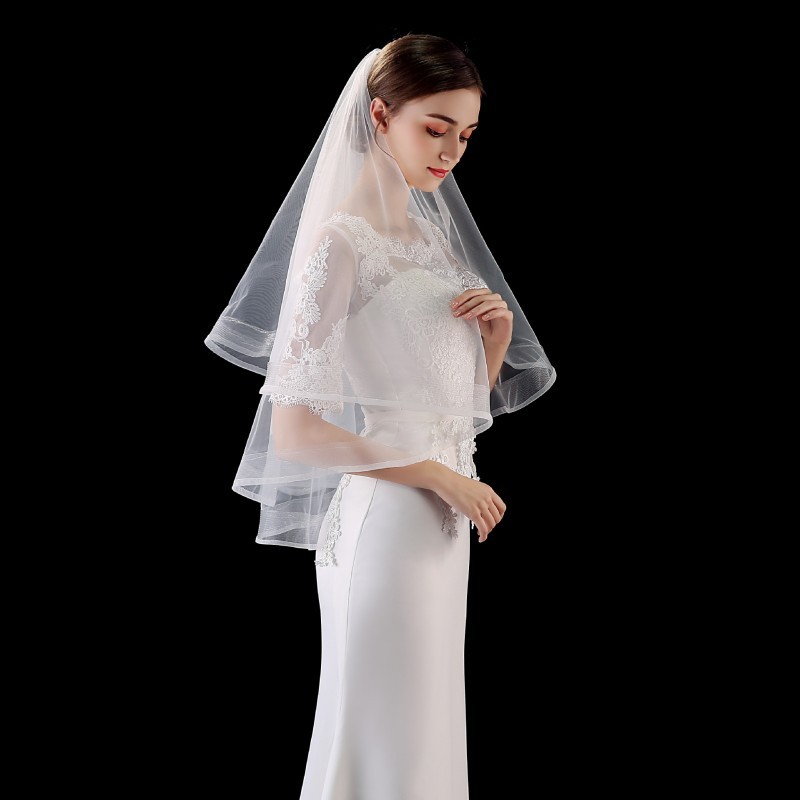 Horsehair Trim Bridal Veil WV535