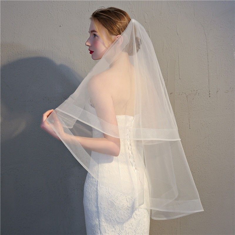 Horsehair Trim Bridal Veil WV537