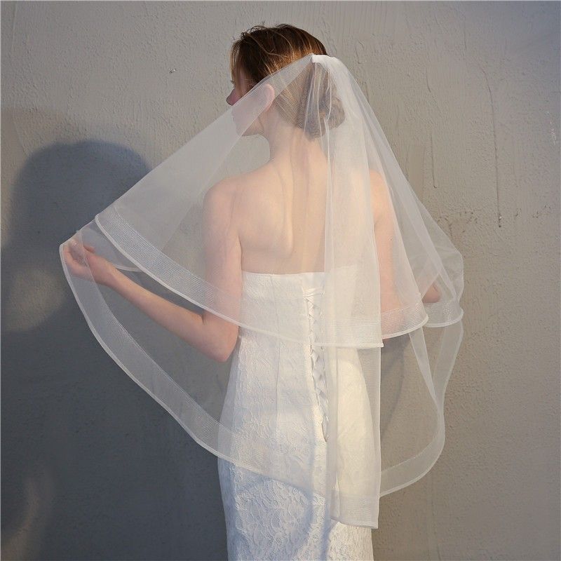 Horsehair Trim Bridal Veil WV537