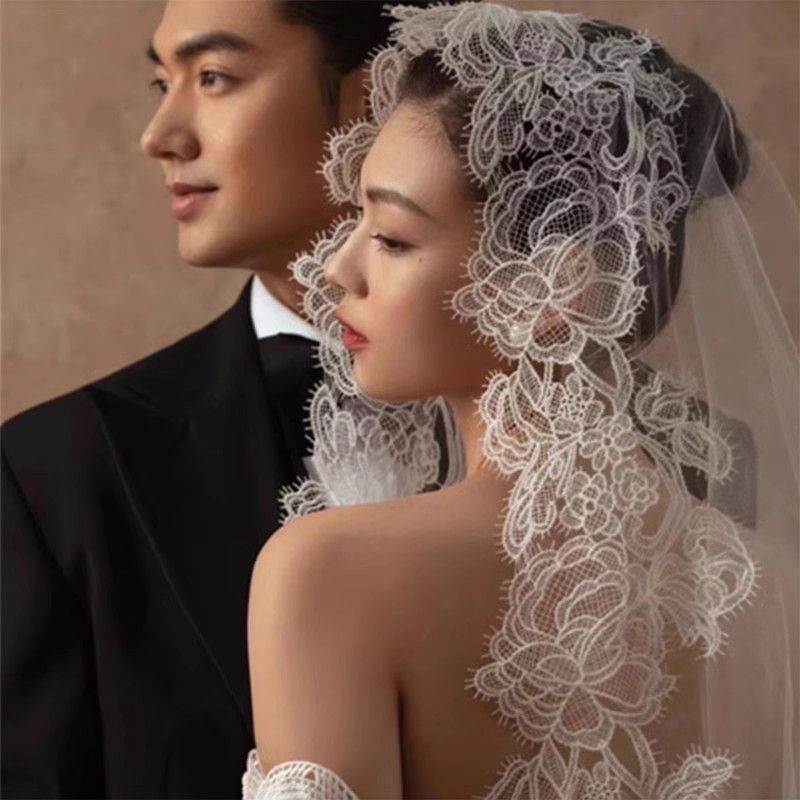 Lace Trim Mantilla Bridal Veil WV527