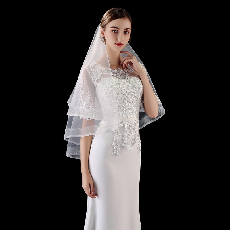 Horsehair Trim Bridal Veil WV535
