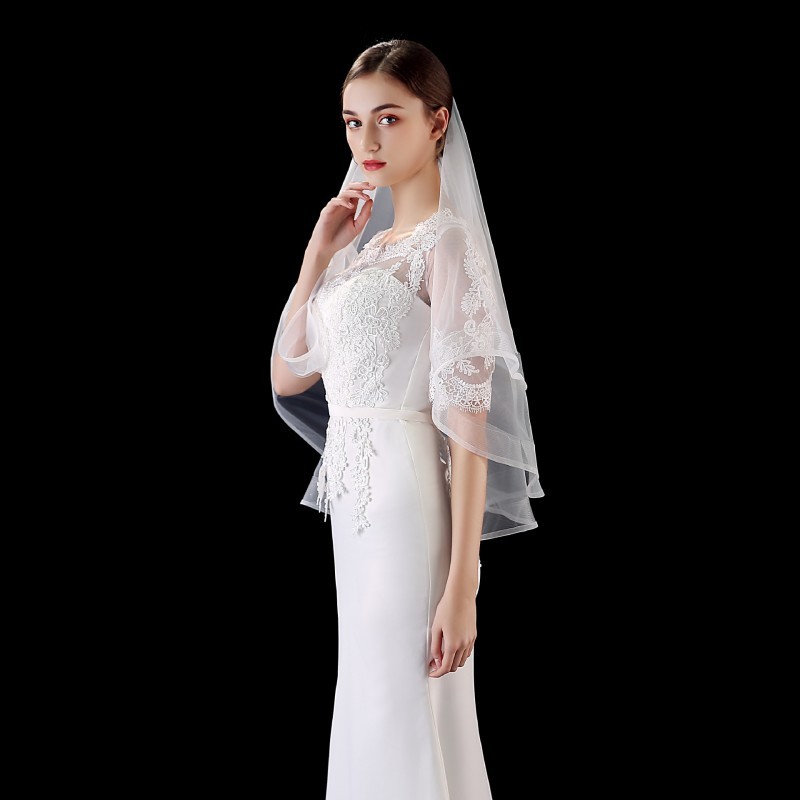 Horsehair Trim Bridal Veil WV535
