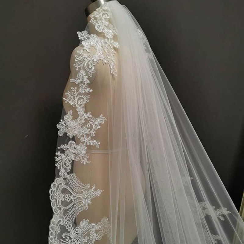Lace Trim Bridal Veil WV561
