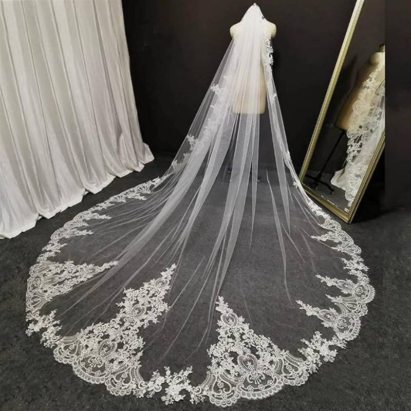 Lace Trim Bridal Veil WV561