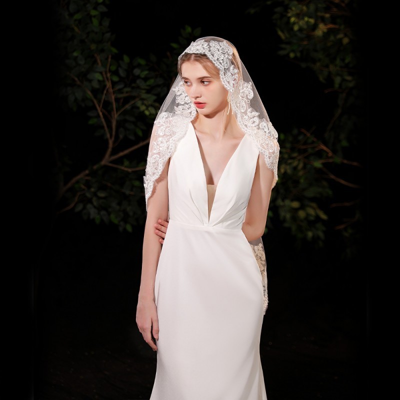 Lace Trim Bridal Veil WV576