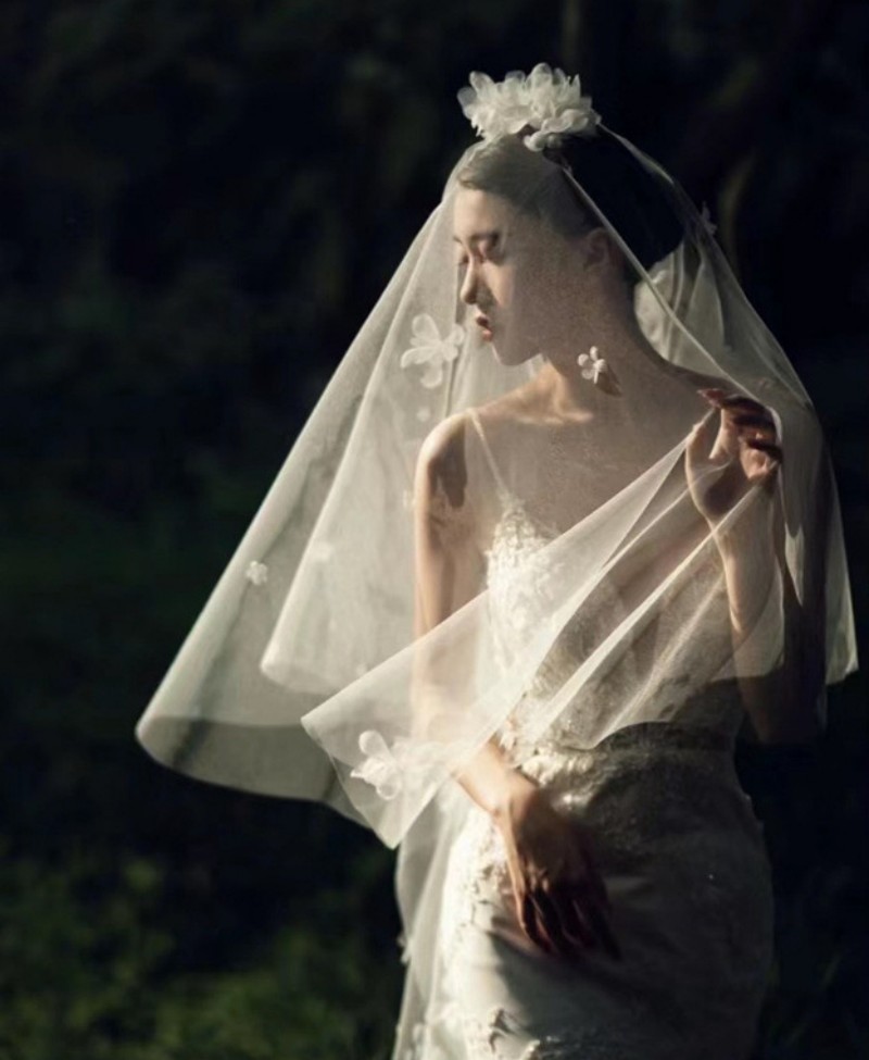3D Floral Bridal Veil WV588