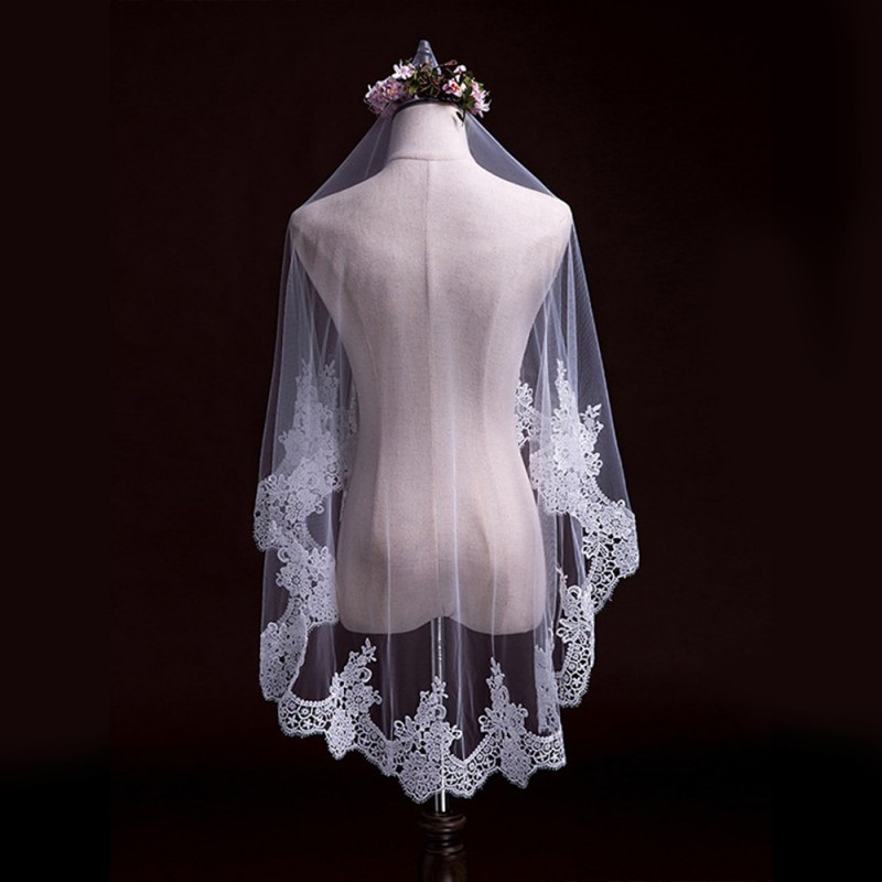 Lace Trim Blusher Bridal Veil WV581