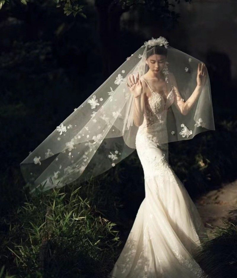 3D Floral Bridal Veil WV588