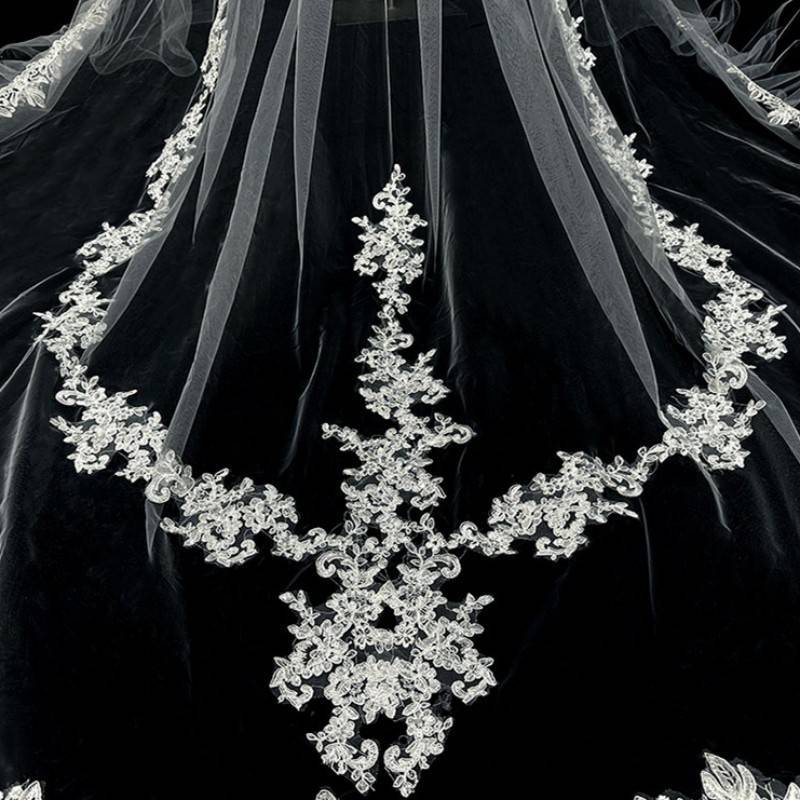 Horsehair Lace Trim Bridal Veil WV595