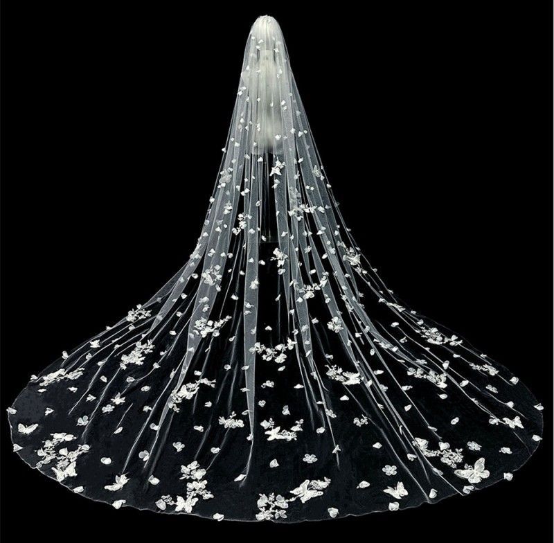 3D Floral Butterfly Bridal Veil WV606