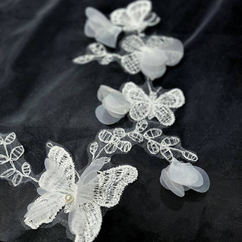 3D Floral Butterfly Bridal Veil WV606