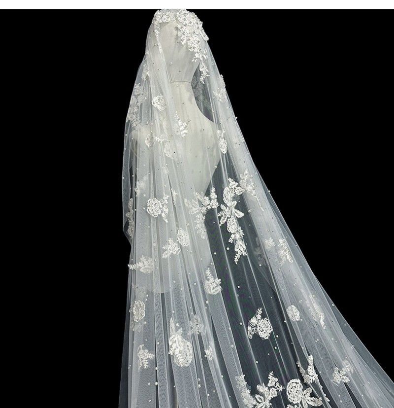 Pearl Lace Bridal Veil WV607