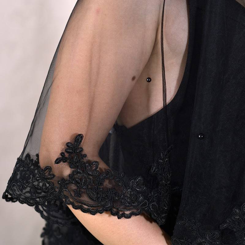 Black Lace Trim Bridal Veil WV610