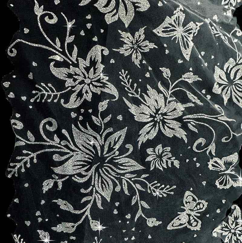 3D Floral Pearl Satin Horsehair Lace Trim Bridal Veil WV598