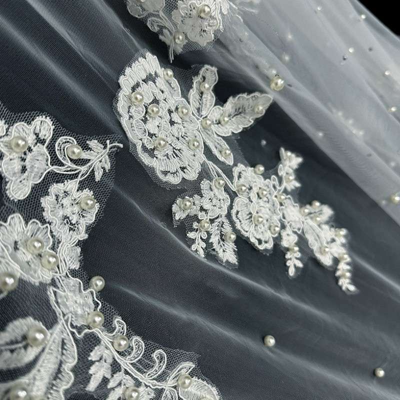Pearl Lace Bridal Veil WV607