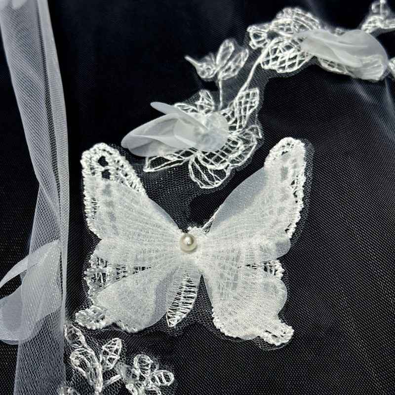 3D Floral Butterfly Bridal Veil WV606