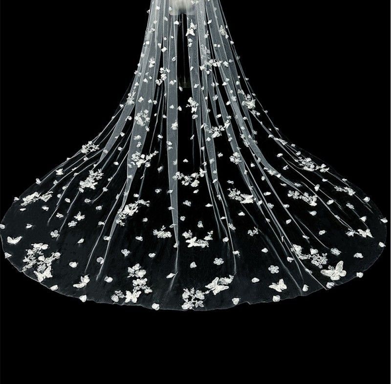 3D Floral Butterfly Bridal Veil WV606