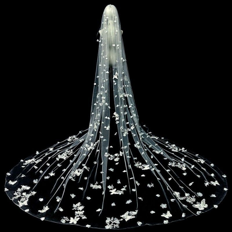 3D Floral Butterfly Bridal Veil WV606