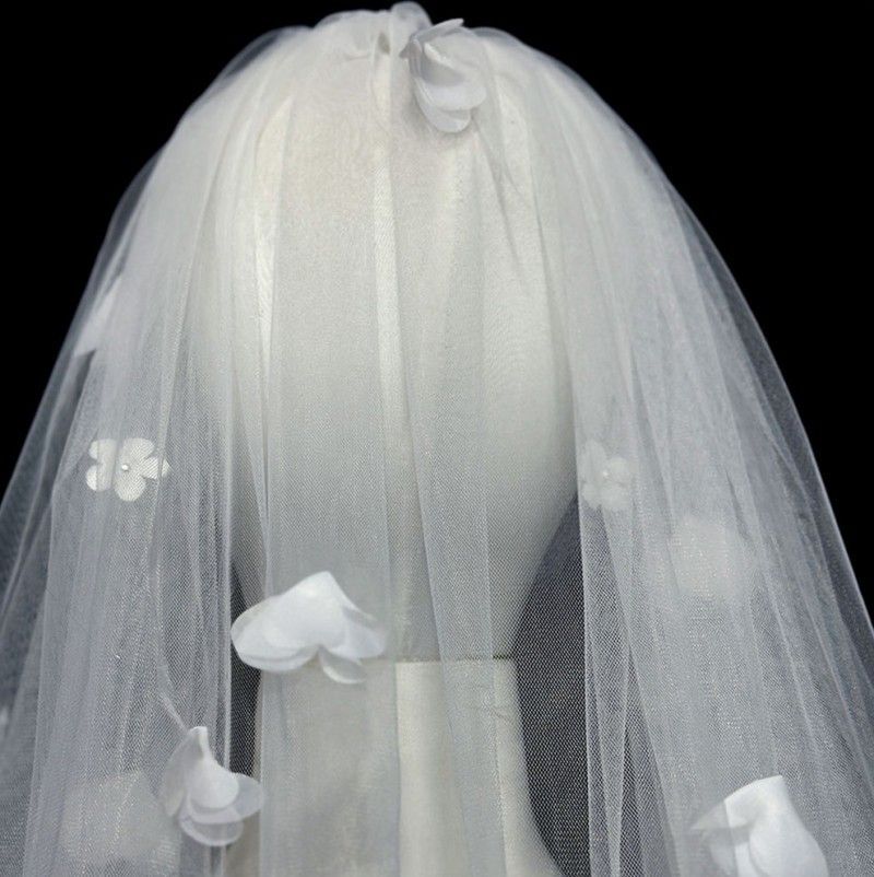 3D Floral Butterfly Bridal Veil WV606