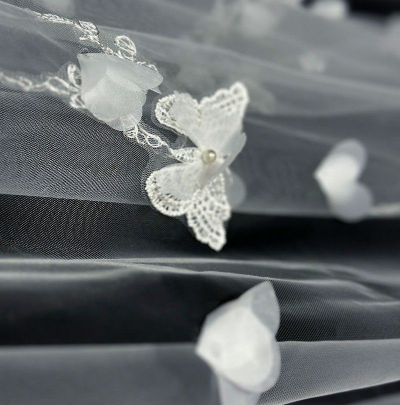 3D Floral Butterfly Bridal Veil WV606