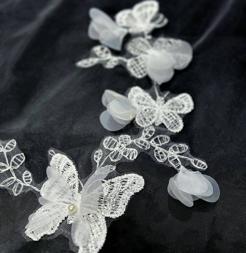 3D Floral Butterfly Bridal Veil WV606