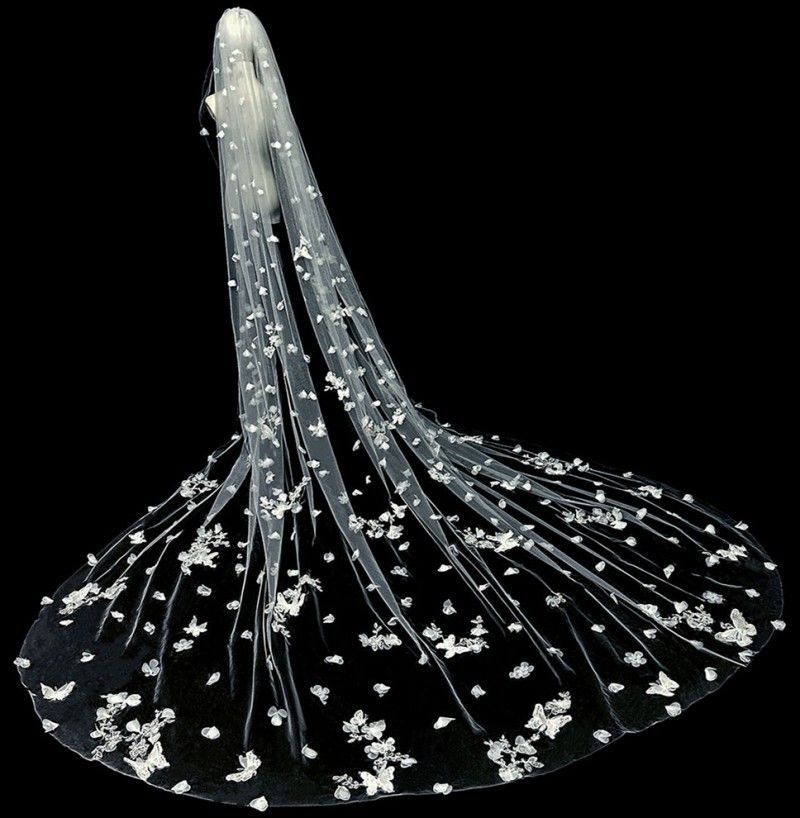 3D Floral Butterfly Bridal Veil WV606