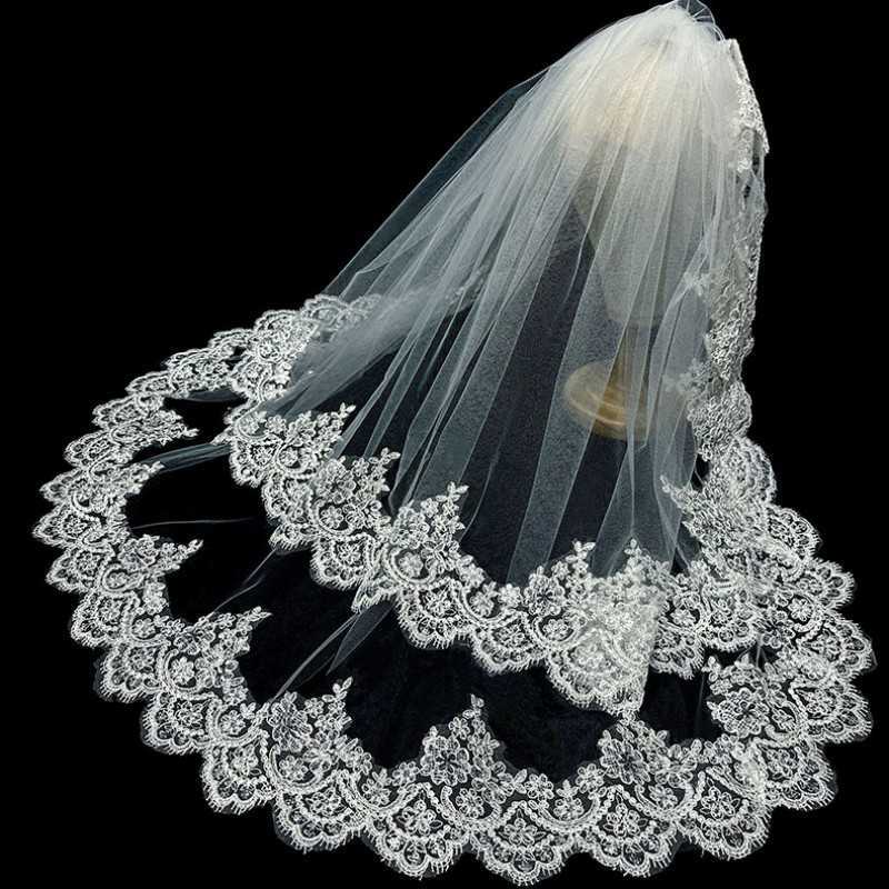 Lace Trim Blusher Bridal Veil WV628