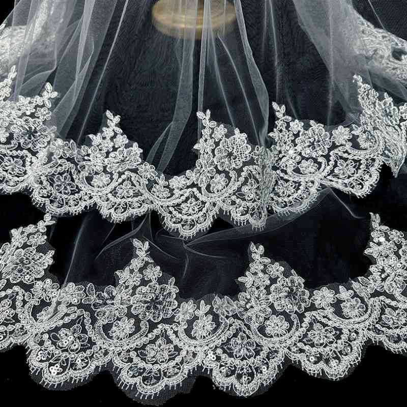 Lace Trim Blusher Bridal Veil WV628