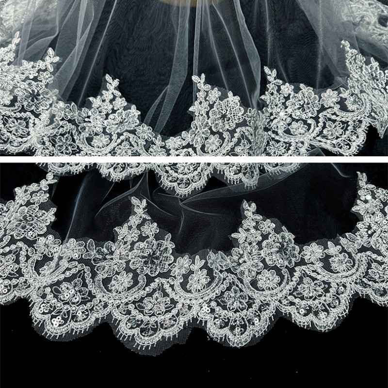 Lace Trim Blusher Bridal Veil WV628