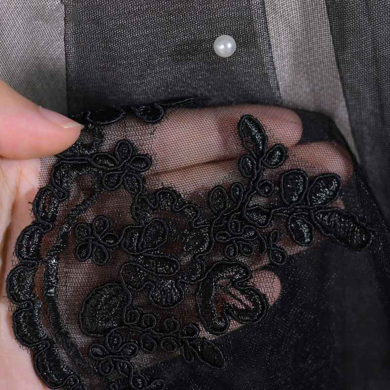 Black Lace Trim Bridal Veil