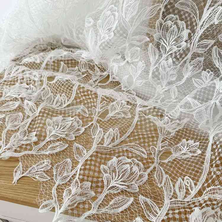 1 Yard White Guipure Bridal Lace Material Fabric