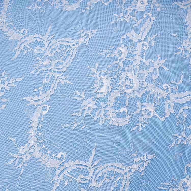 1 Yard Stretchy White Corded Bridal Lace Material Fabric YC052