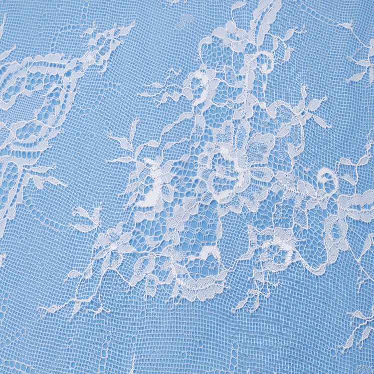 1 Yard Stretchy White Corded Bridal Lace Material Fabric YC052
