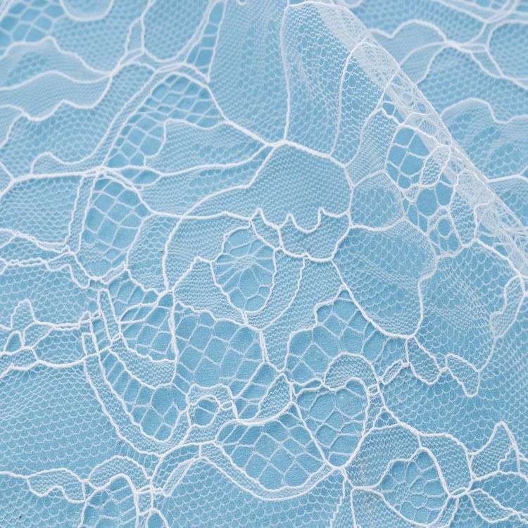 1 Yard Stretchy White Corded Bridal Lace Material Fabric YC034