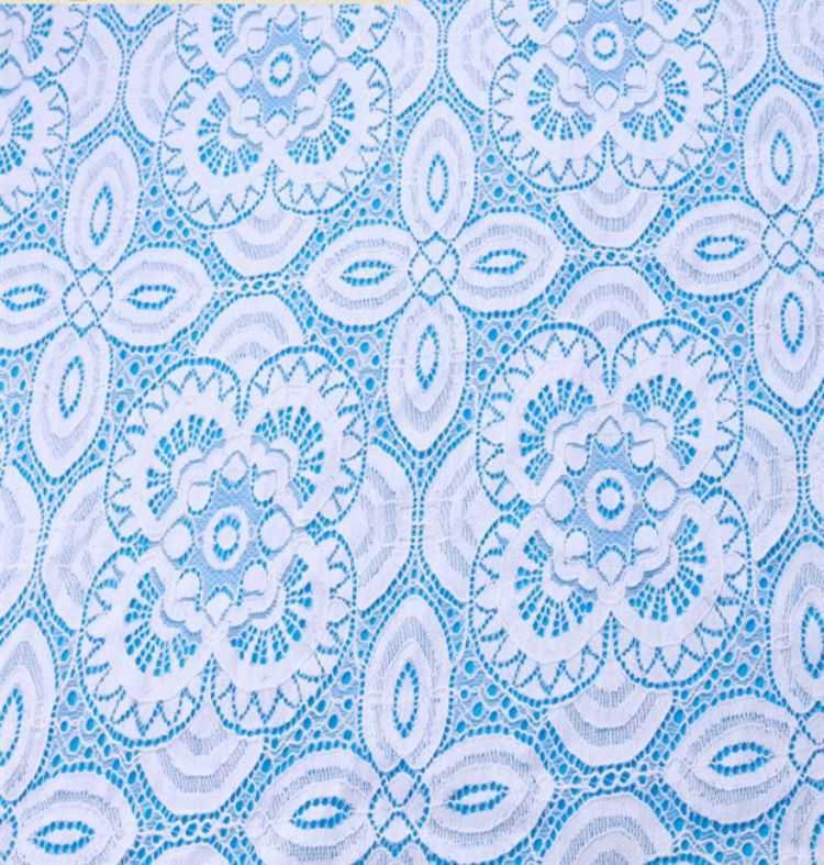 1 Yard Stretchy White Corded Bridal Lace Material Fabric YC038