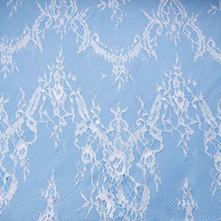1 Yard Stretchy White Corded Bridal Lace Material Fabric YC052