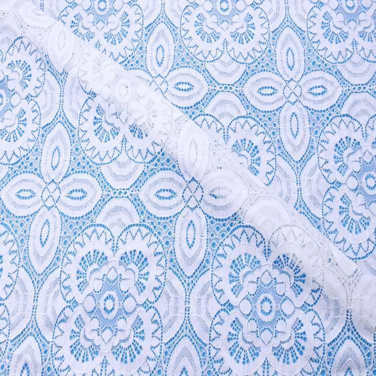 1 Yard Stretchy White Corded Bridal Lace Material Fabric YC038