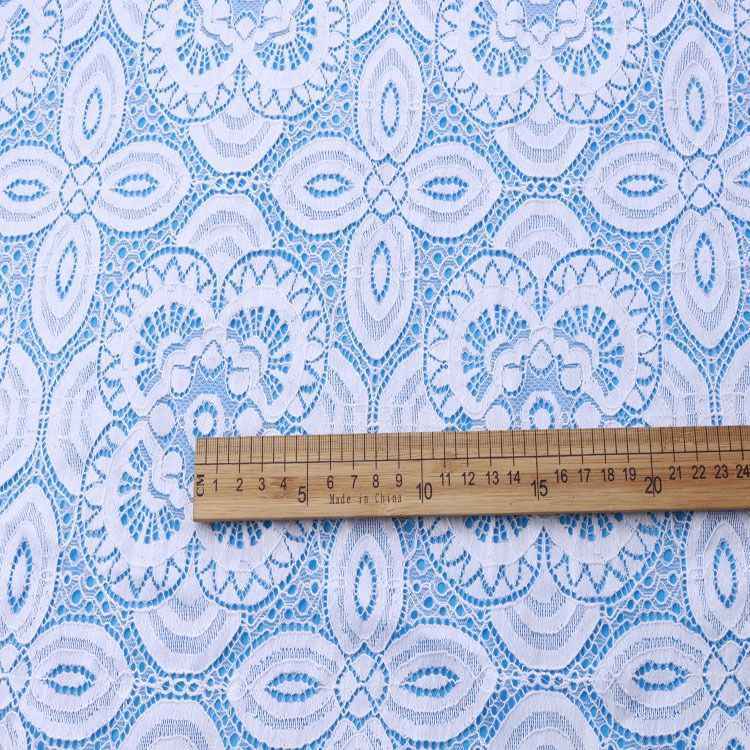 1 Yard Stretchy White Corded Bridal Lace Material Fabric YC038