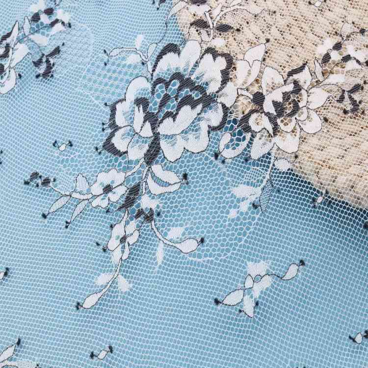 1 Yard Stretchy White Corded Bridal Lace Material Fabric YC017